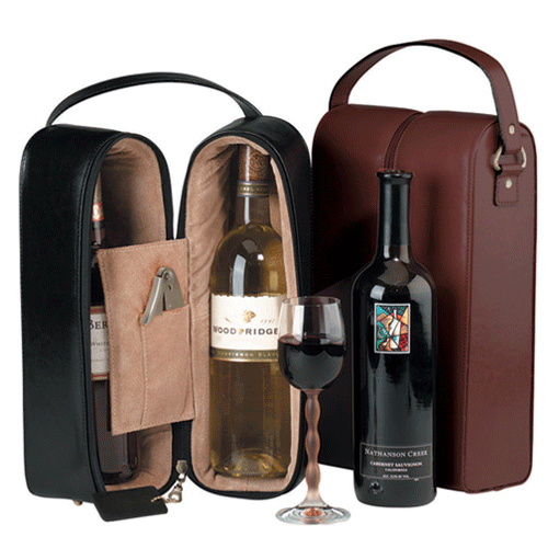 PATCHWORK LEATHER WINE TOTE NEW PARK B.SMITH SINGLE BOTTLE BLACK BAG/CARRY CASE 