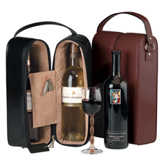 Black and Coco Double Leather Wine Bags