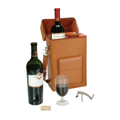 Tan Leather Wine Bottle Case